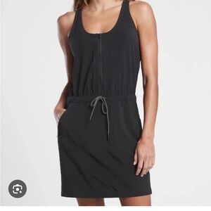 Athleta Expedition Black Skort Dress with Zip-Front and Drawstring Waist - NWT